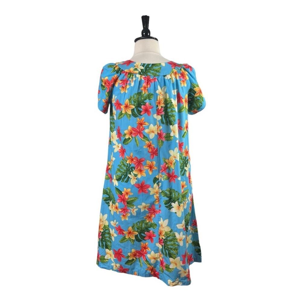 Puanani RJC Hawaiian Vintage Dress Tulip Sleeve Tropical Floral Women Size Large - Picture 4 of 11